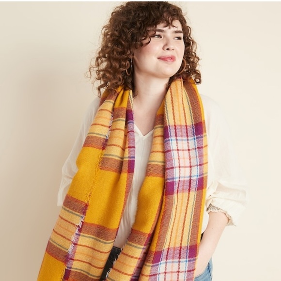 Old Navy Accessories Old Navy Yellow Multiplaid Blanket Scarf